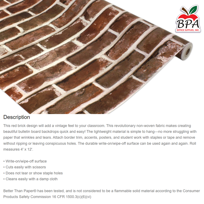 Teacher Created Resources • Rollo de papel para bulletin board "Red Brick - Better Than Paper"