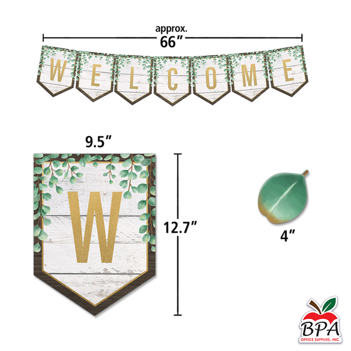 Teacher Created Resources •  Set decorativo "Eucalyptus - Pennants Welcome"