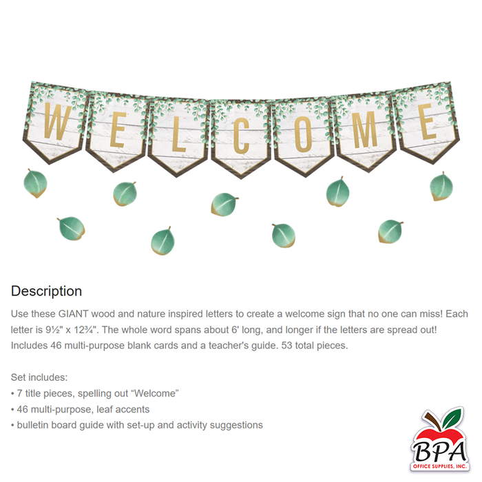 Teacher Created Resources •  Set decorativo "Eucalyptus - Pennants Welcome"