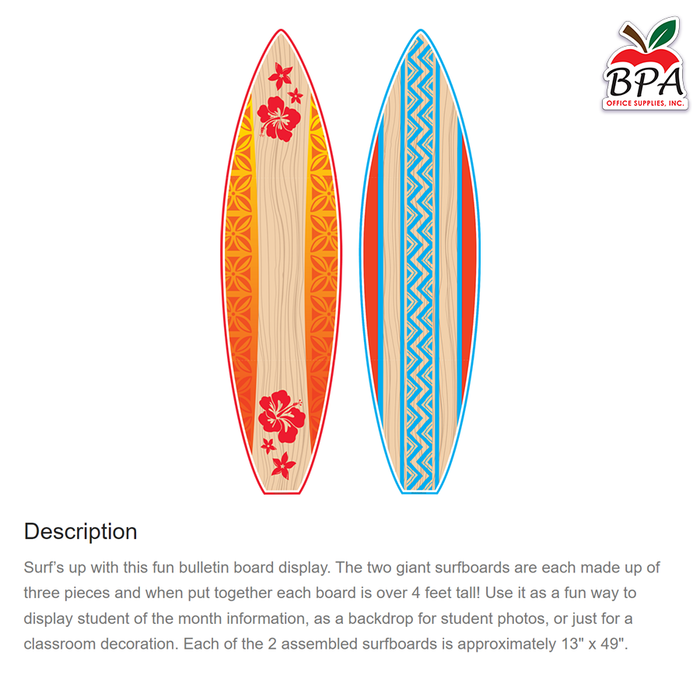 Teacher Created Resources •  Set decorativo "Giant Surfboards - Bulletin Board Display Set"