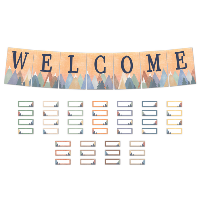 Teacher Created Resources •  Set decorativo "Moving Mountains - Pennants Welcome"