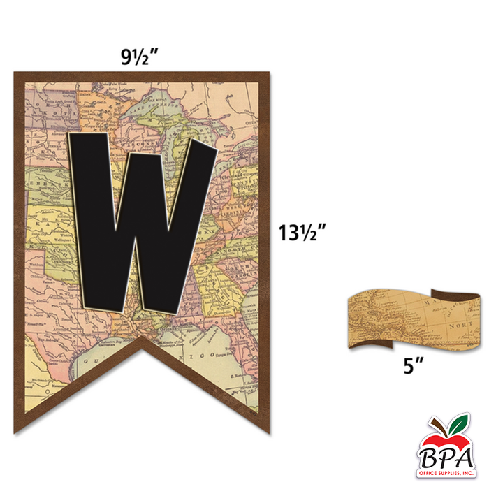 Teacher Created Resources • Set decorativo "Travel the Map Pennants Welcome"