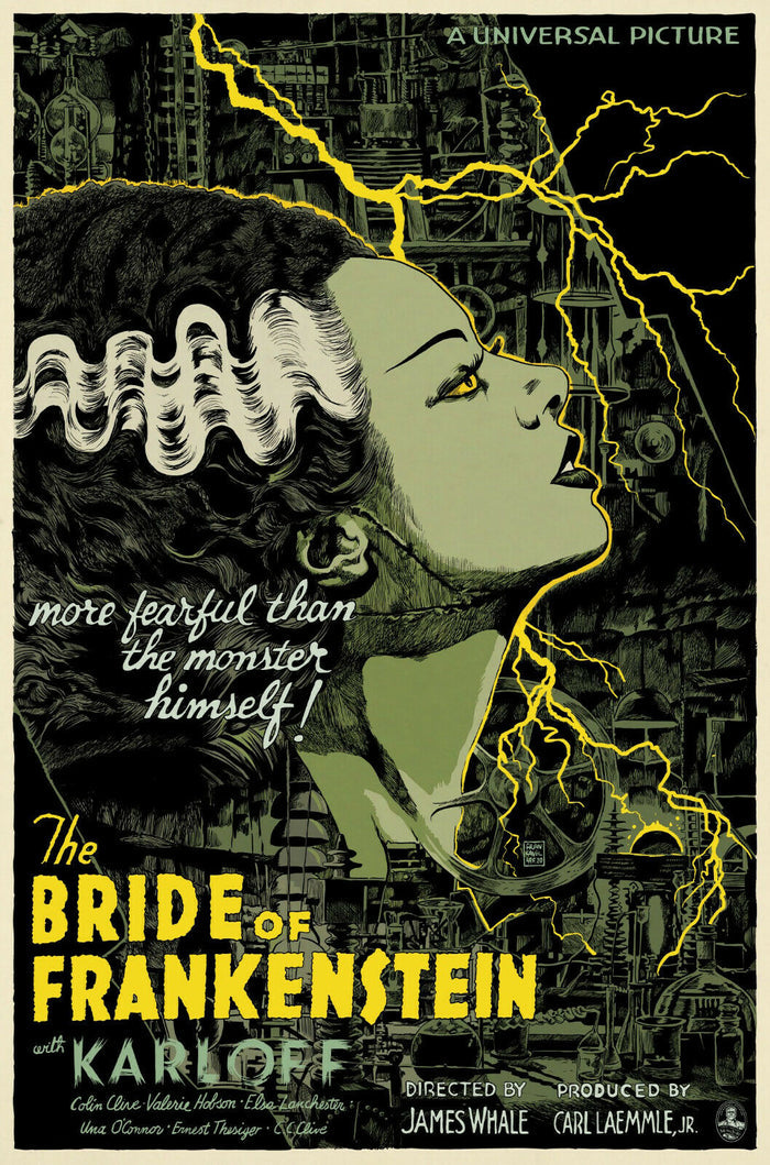 The Bride of Frankenstein (Variant) by Francisco Francavilla, 24" x 36" Screen Print