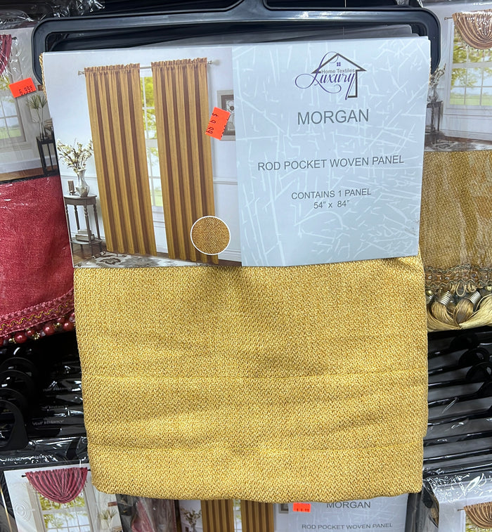 Timeless Elegance: Morgan Mustard Rod Pocket Woven Window Panel - 54x84 Inches