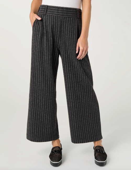 Ventura Brushed Stripe Wide Leg Crop Pant