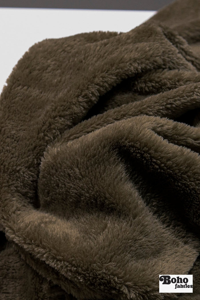 Walnut Brown, Classic Double - Velour High Loft Fleece Fabric by Polartec 2nds - Boho Fabrics - Performance Fabrics