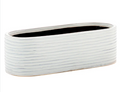 White Ribbed Oval Planter